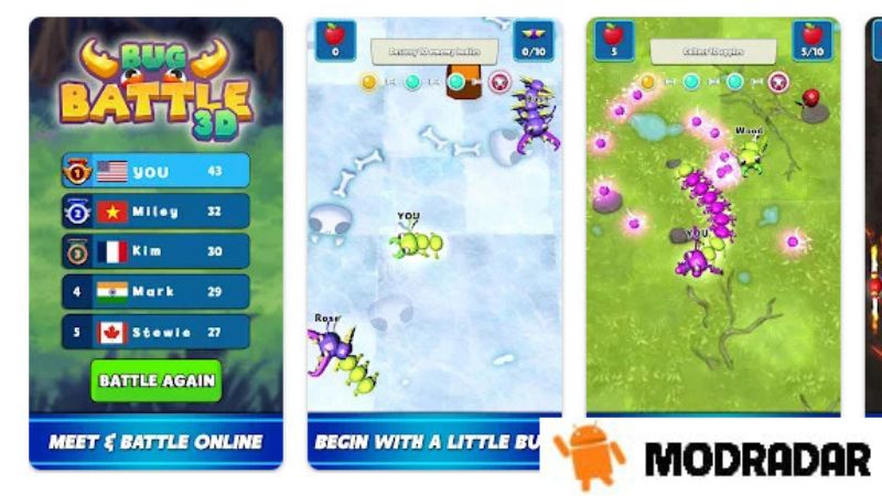 Fitur luar biasa termasuk dalam Bug Battle 3D Mod