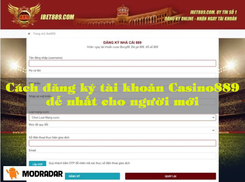 Cách đăng ký tài khoản Casino889 dễ nhất cho người mới 