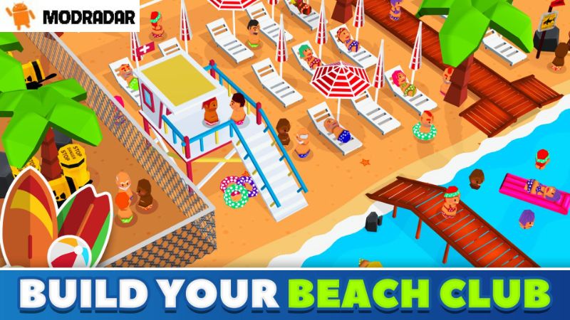 The attractions included in the game Beach Club Tycoon Mod