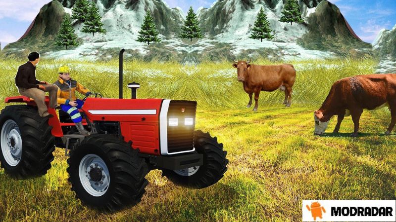 Khám phá xung quanh các ngôi làng trong Farming Tractor Simulator Game Mod