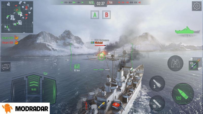 Vehicles and weapons in Force of Warships Mod