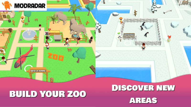 The attractions included in the game Zoo Island Mod