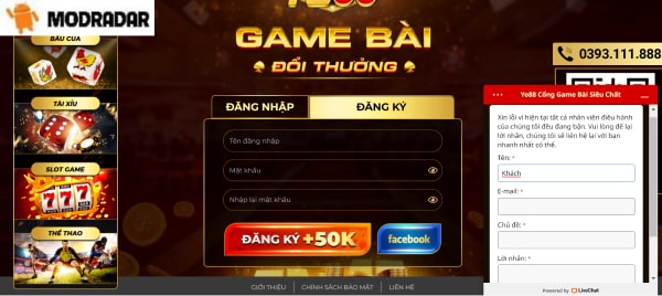 Điền thông tin đầy đủ trước khi nhắn tại Live Chat