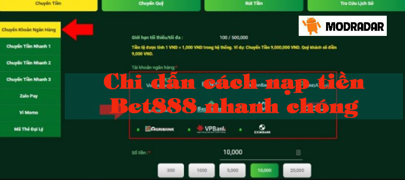 Chỉ dẫn cách nạp tiền Bet888 nhanh chóng, chuẩn xác mới nhất 2022 